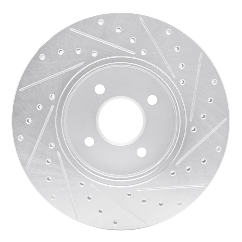 Ford Focus Brake Rotor (1) - Front Left - R1 Concepts - Drilled & Slotted - Silver - `02-`04